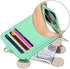 Leamekor ID Badge Holder with Neck Lanyard PU Leather ID Badge Wallet Case with 1 ID Window, 4 Card Slots, 1 Side Zipper Pocket