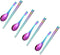 JYJFGSFA Chinese Metal Soup Spoons and Chopsticks Set for 4 People, Reusable Stainless Steel Ramen Short Handle Spoon Set Asian, Christmas Gift Dishwasher Safe (Rainbow) (JYKS)