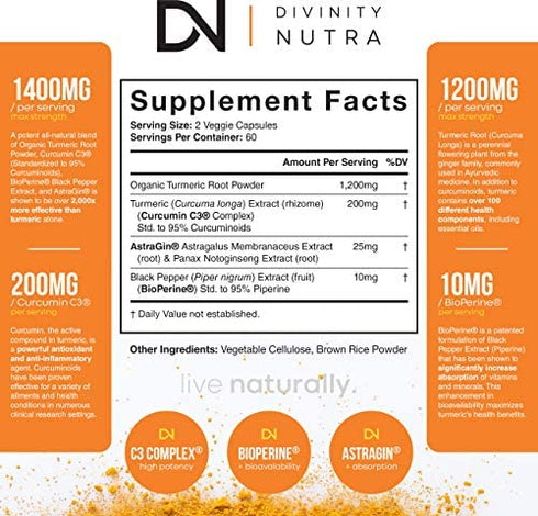Turmeric Curcumin Supplement with BioPerine (Black Pepper Extract) and C3 Complex - Anti-Inflammatory & Joint Support - Max Strength 95% Curcuminoids - 120 Veggie Capsules (2 Month Supply)