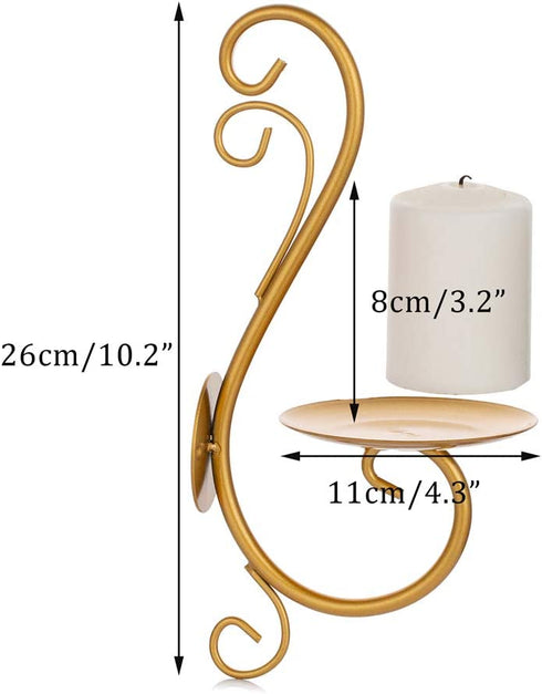 Sziqiqi Wall Candle Sconces Iron Vine Candleholder Wall Art Decoration Home Decoration Tealight Candle Stand Gold