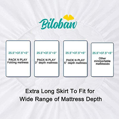 Pack N Play Playard Mattress Pad Cover for Pack and Play Mattress, Premium Bamboo Terry Surface, Smooth & Soft Mattress Covers for Mini / Portable Crib Mattress, White