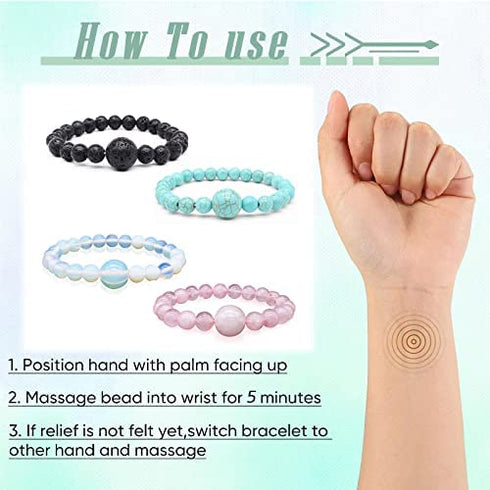 Anti Motion Sickness Bands, Nausea Wristband, Morning Sickness Nausea Relief, Adjustable Acupressure Bracelet for Sea Car Travel Sickness, Push Bead Into Wrist, Helps Vertigo, Relieves Dizziness