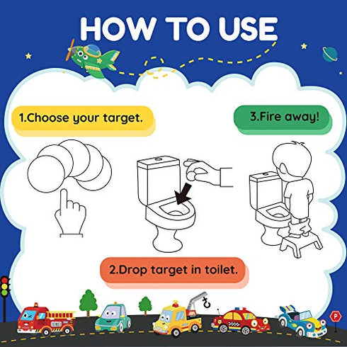 90 Pack Toilet Targets for Boys, Potty Training Flushable Dinosaur Target, 2 x 2 Inch Pee Targets for Boys, 100% Biodegradable and Sewage Safe