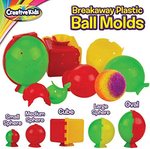Creative Kids DIY Magic Bouncy Balls - Create Your Own Crystal Powder Balls Craft Kit for Kids - Includes 25 Bags of Multicolored Crystal Powder & 5 Molds - Makes Up to 43 Balls