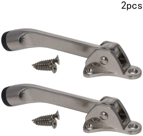 MroMax Zinc Alloy Easy-Step Kickdown Door Stop Holder Buffer, Silver 2Pcs