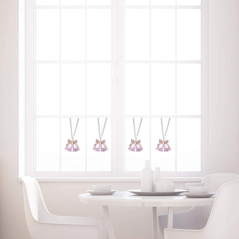 SIYOUKI Christmas Crystals Double Bell Ornament Crystal Bells Home Decoration (Pink)