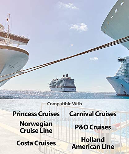 GreatShield Cruise Luggage Tag Holder (4 Pack) + ID holder with Lanyard (2 Pack) Weather Resistant PVC Zip Pouch & Steel Loop for Princess, Carnival, Holland American, and Norwegian Cruise Line