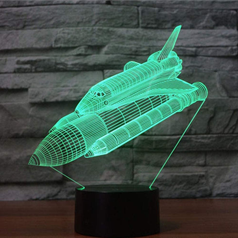 3D Illusion Night Light Space Shuttle 7 Color Change Touch Switch USB Powered LED Desk Lamp Christmas Thanksgiving Decor