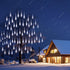 Adecorty Christmas Lights Outdoor Tree Snowfall LED Dripping Icicle Shooting Star Lights 12 inch 8 Tubes, Meteor Shower Falling Rain Lights for Xmas Decoration, Luces de Navidad para Exterior (White)