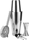 Boston Shaker Tins18oz Unweighted & 28oz Weighted,Cocktail Shaker Set with Jigger,Strainer,Liquor Pourer.Bartender Kit-Martini Drink Shaker-4pc Bar Set.