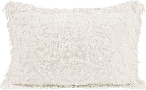 Beatrice Home Fashions Medallion Chenille, Standard Sham, Ivory
