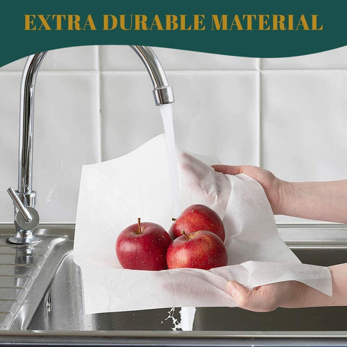 MontoPack Disposable White Linen-Feel Guest Towels | Soft, Absorbent, Cloth-Like Hand Napkins for Powder Room, Kitchen, Bathroom, Parties, & Weddings | 150 Pack, 8?x4? (Folded) 11.5?x16.5 (150 Pack)