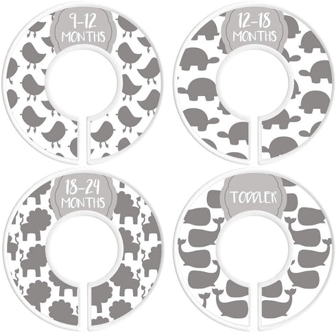 Baby Closet Size Dividers | Set of 8 | Nursery Clothes Organization Sized from Newborn | 1-24 Months to Toddler | Perfect for Baby Shower (Unisex - Animals)