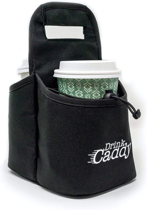 Drink Caddy Portable Drink Carrier and Reusable Coffee Cup Holder - 2 Cup Collapsible Tote Bag with Organizer Pockets Safely Secures Hot and Cold Beverages - Perfect for Food Delivery and Take Out