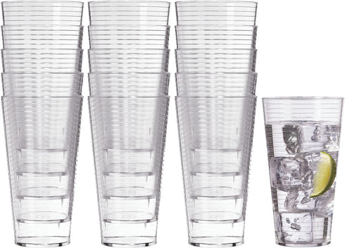 US Acrylic Clear Value Set Plastic Re-usable 20-ounce Tumblers | set of 16