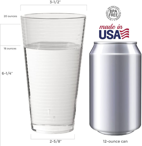 US Acrylic Clear Value Set Plastic Re-usable 20-ounce Tumblers | set of 16