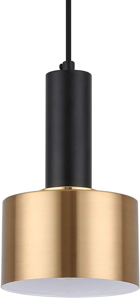 Modern Mini Pendant Light with 4W LED Bulb, One-Light Adjustable Metal Pendant Lighting Fixture for Kitchen Island Cafe Bar, Gold and Black