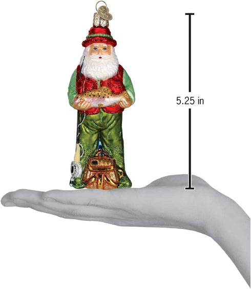 Old World Christmas Ornaments: Fisherman Collection Glass Blown Ornaments for Christmas Tree, Fly Fishing
