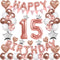 Rose Gold 15th Birthday Decorations for Girl Women,15th Birthday Balloons Supplies for Her 15 Rose Gold Number Balloon Happy Birthday Banner Confetti Balloons Star Heart Foil Balloons