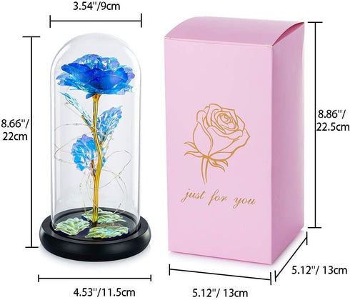 Galaxy Rose, Gifts for Mom LED Lights Everlasting Crystal, Beauty and Beast Rose, Rose in Glass Dome Galaxy Rose Flower Gift for Anniversary Valentines Girlfriend Wife Women, Birthday, Christmas