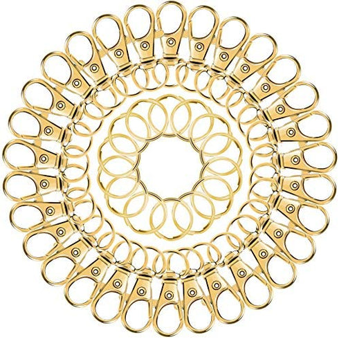 100PCS Gold Swivel Clasps Lanyard Snap Hooks with Key Rings, Key Chain Clip Hooks Lobster Claw Clasps for Keychains Jewelry DIY Crafts