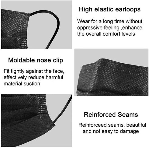 100PCS Adult Disposable Face Mask, 3-Ply Breathable Safety Fashion Facial Face Masks Cover with Elastic Earloop for Women Men
