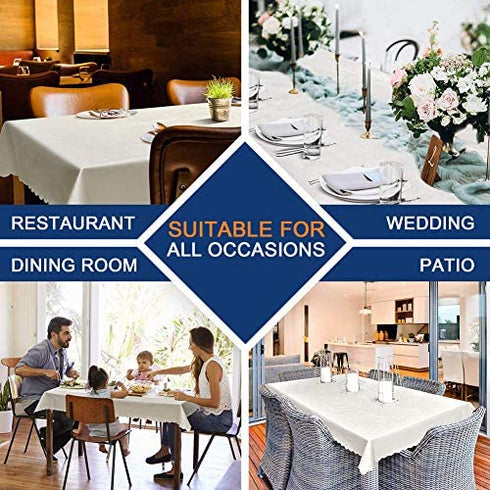 smiry Waterproof Vinyl Tablecloth, Rectangle Heavy Duty Table Cloth, Wipeable Table Cover for Kitchen and Dining Room (Beige, 52" X 70")
