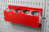 Wall Control Pegboard Spray Can Holder Bracket and Aerosol Can Organizer for Wall Control Pegboard and Slotted Tool Board Red