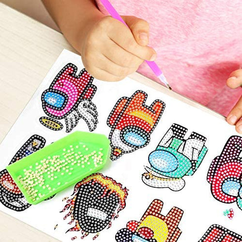 MEIEST 5D DIY Diamond Painting Stickers Kits for Kids,Game Us Diamond Art Mosaic Stickers by Numbers Kits Crafts Set for Children,Boys and Girls,Creative Handmade Art Craft Gift