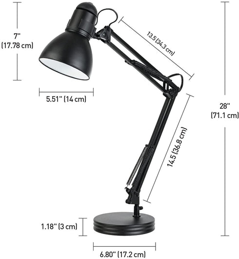 Globe Electric 5698601 Swing-Arm Desk Lamp, with Base, Black