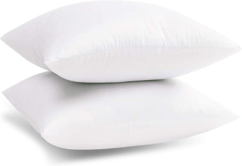 Emolli Decorative Throw Pillow Set - 2 Pack Microfiber Filled White Cotton Cover Throw Pillow Insert, 20 x 20 inches