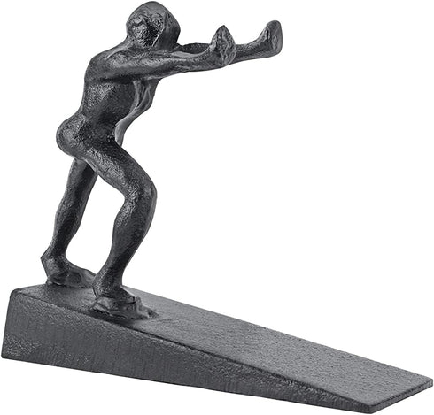 Earl Diamond Cast Iron Door Stopper | Heavy Decorative Rustic Door Stop - Stop Your Bedroom, Bath and Exeterior Doors 6.1x5.1" (Black Strong Man)