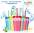 12oz Plastic Kids Cups with Lids & Straws - 7 Pack Reusable Color Changing Cups Adults Drinking Cup | Bulk Tumblers with Straw for Party Ice Coffee Smoothie Juice