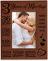 KATE POSH 3rd Anniversary, 3rd Wedding Anniversary, 3 Years Anniversary, Three Years of Marriage, Third Anniversary Engraved Rawhide Leather Picture Frame (4x6-Vertical)