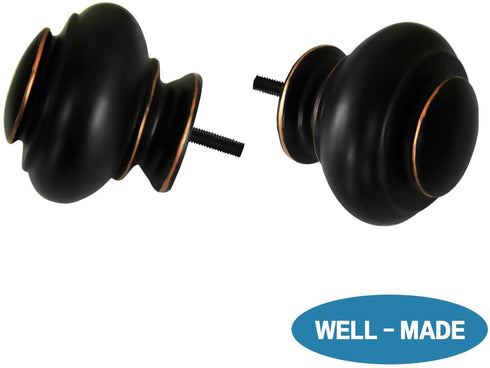 H.VERSAILTEX Window Curtain Rods for Windows 28 to 48 Inches Adjustable Decorative 3/4 Inch Diameter Single Window Curtain Rod Set with Classic Finials, Black with Antique Bronze Finishing