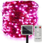 ER CHEN Outdoor Solar String Lights, 99Ft 300LEDs 8 Modes Fairy Lights with RF Remote, Waterproof Copper Wire Lights for Party, Patio, Garden, Yard (Pink)