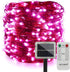 ER CHEN Outdoor Solar String Lights, 99Ft 300LEDs 8 Modes Fairy Lights with RF Remote, Waterproof Copper Wire Lights for Party, Patio, Garden, Yard (Pink)