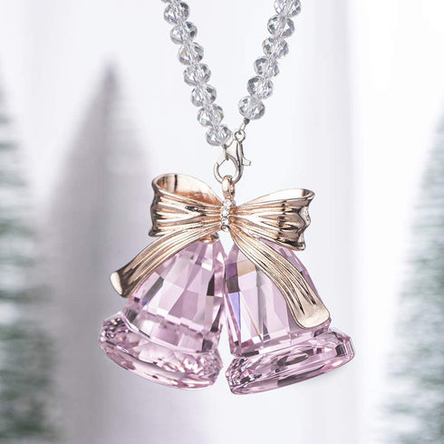 SIYOUKI Christmas Crystals Double Bell Ornament Crystal Bells Home Decoration (Pink)