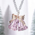 SIYOUKI Christmas Crystals Double Bell Ornament Crystal Bells Home Decoration (Pink)