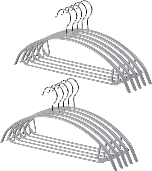 Better to U 16.5 Inch Metal Non Slip Hangers Rubber Coated, Heavy Duty Gray Clothes Hanger, Non Bump Clothe Sweater Hangers(Grey, 10)