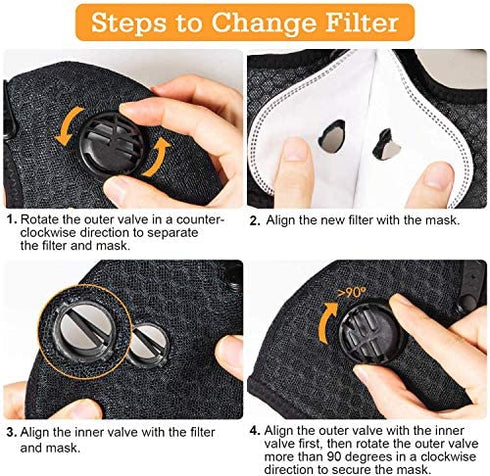 AstroAI Dust Mask Reusable Face Mask 2 Pack with Active Carbon Filters for Woodworking Construction Sanding Gardening Sawing,Grinding