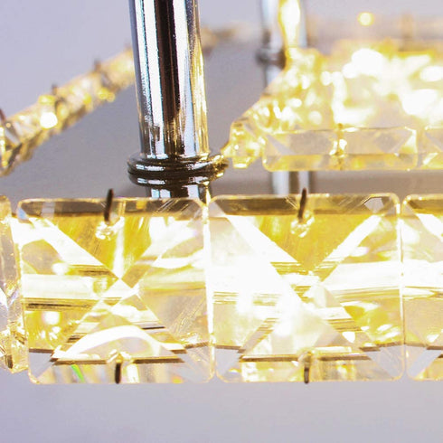 Small Led Chandelier Semi Flush Mount Crystal Lighting Modern Ceiling Crystal Lamp for Bedrooms Dinning Rooms Hallway (Warm)