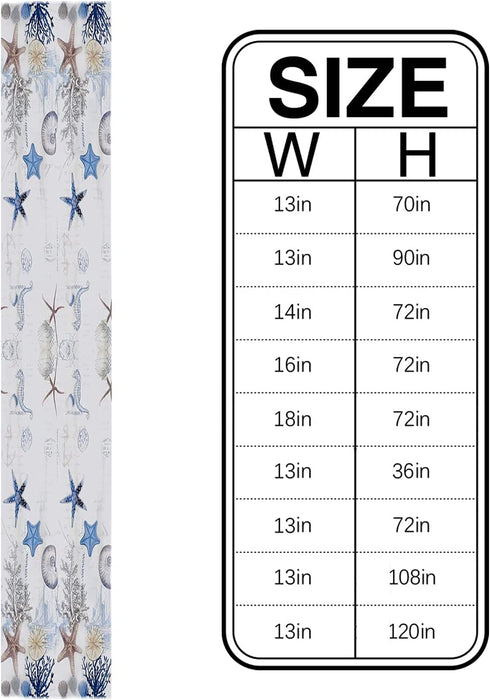 Undersea Starfish Shell and Seahorse Table Runner Dresser Scarves,Linen Burlap Table Runners Cloth for Dinner Holiday Party, Kitchen Decor Coastal Nautical Anchor 13x90inch
