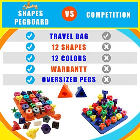 Skoolzy Montessori Toys for 1+ Year Old Girl Gifts. Christmas Sorting Toddler Toys. Boy Sensory Stacking Fine Motor Skills Educational Building Blocks. Toddlers Age 2 3 4 32pc Peg Kids Learning Games