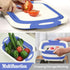 Rottogoon Collapsible Cutting Board, Foldable Chopping Board with Colander, Multifunctional Kitchen Vegetable Washing Basket Silicone Dish Tub for BBQ Prep/Picnic/Camping(BlueViolet)
