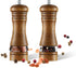 2-Piece Salt and Pepper Grinder Set, 6.5 Inch Wooden Salt and Pepper Mills with Adjustable Coarseness, Refillable Manual Pepper Mill Grinder for Home Cooks (Brown)