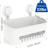 Shower Caddy Suction Cup No Drilling Shower Shelf Removable Wall Mounted Shower Organizer Perfect Shower Storage Waterproof Rustproof Shower Basket for Bathroom & Kitchen - White