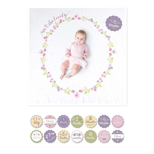 lulujo Baby™s First Year Milestone Blanket and Card Set | 40in x 40in| Isn't She Lovely