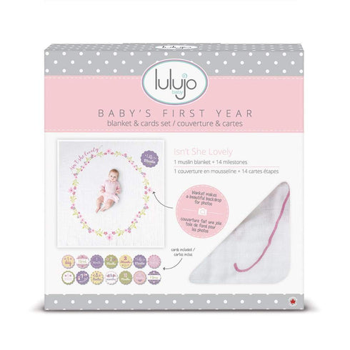 lulujo Baby™s First Year Milestone Blanket and Card Set | 40in x 40in| Isn't She Lovely