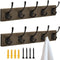 2 Packs Coat Hooks Wall Mounted, BEIUTAO Wooden Board Coat Rack with 5 Vintage Black Wall Hooks, Hat Hooks Heavy Duty, Can Hang Coats, Hats, Towels, Wallets, Keys, Scarves,ect.